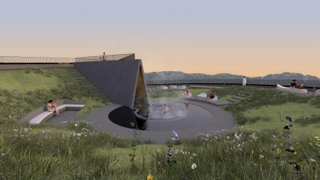 　星野リゾートが開業する温泉旅館「界　蔵王」の屋上テラスの完成イメージ