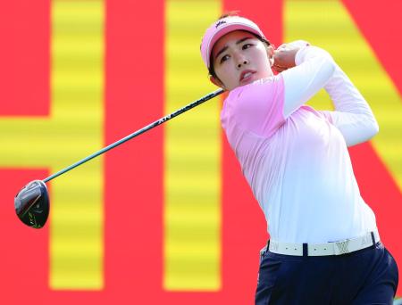 米女子ゴルフの国・地域別対抗戦に向け、調整する山下美夢有=韓国・高陽市(共同)