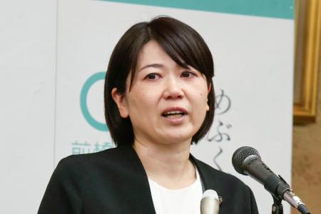 記者会見する前橋市の小川晶市長=24日午後、前橋市役所