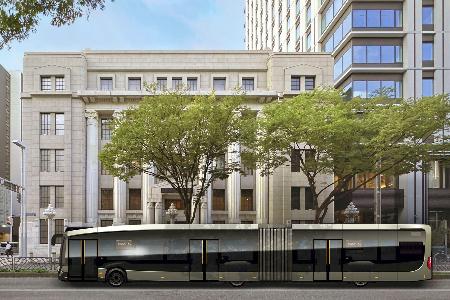 名古屋市中心部を巡回する新型の連節バスのイメージ（同市提供）