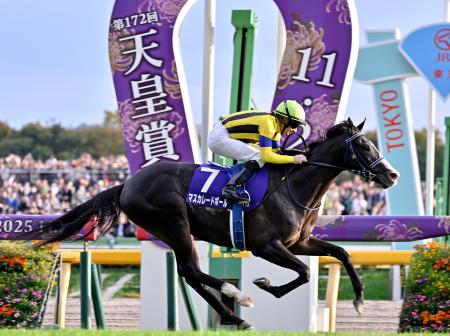 第１７２回天皇賞・秋を制したクリストフ・ルメール騎乗のマスカレードボール＝東京競馬場