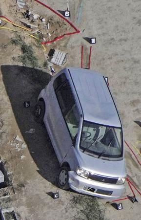 私立埼玉栄高校のグラウンドで事故を起こした車=2024年11月、さいたま市西区