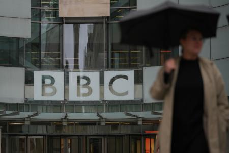 　英ロンドンにあるＢＢＣ本社＝１０日（ＡＰ＝共同）