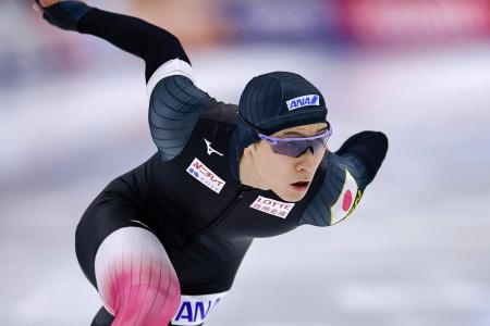 　男子５００メートル　滑走する森重航＝ソルトレークシティー（共同）