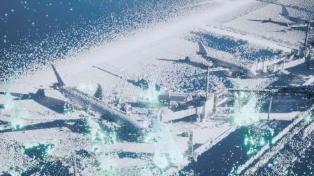 未来の成田空港の姿を表現したアート映像の一場面（成田国際空港会社提供）