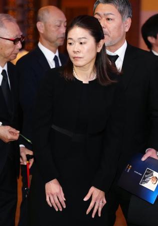 釜本邦茂さんのお別れの会に出席したサッカー女子元日本代表の澤穂希さん＝２２日、東京都内のホテル（代表撮影）