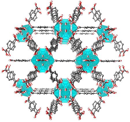 ＰＦＡＳに吸着作用を示す代表的なＭＯＦの一つの構造を再現した画像（東邦大の今野大輝准教授提供）