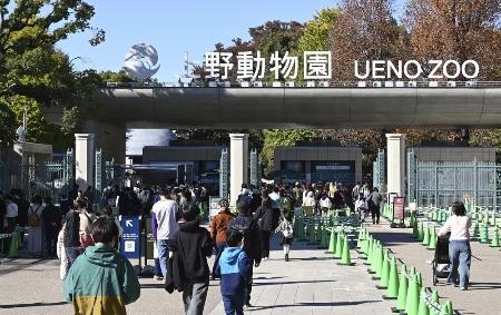 多くの人でにぎわう上野動物園の正門=11月、東京都台東区