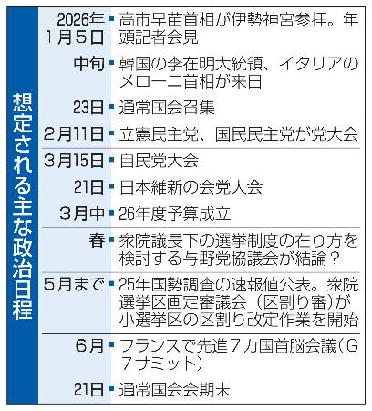 　想定される主な政治日程