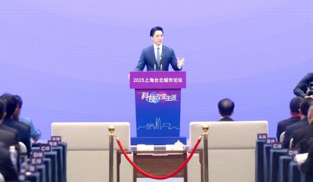 ２８日、中国上海市で都市間フォーラムに出席した蒋万安・台北市長（台北市提供・共同）