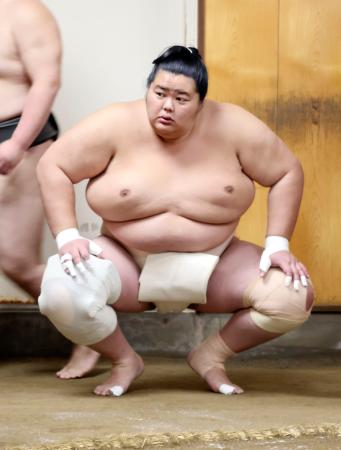 ２０２５年最後の稽古を行った琴桜＝千葉県松戸市の佐渡ケ嶽部屋