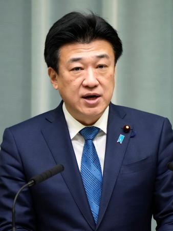 記者会見する木原官房長官＝７日午前、首相官邸