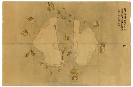 江戸時代に描かれたとされる竹島の地図（島根県提供）