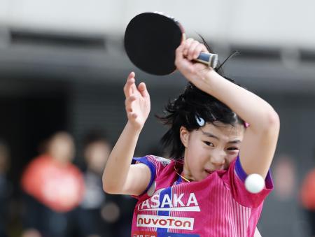 　女子シングルス５回戦で敗れた松島美空＝東京体育館