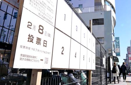 　衆院選候補者のポスター掲示板＝２５日午前、千葉県市川市