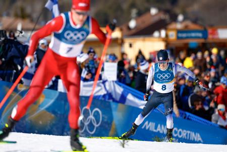 男子１０キロフリー　力走する山崎大翔＝テーゼロ（共同）