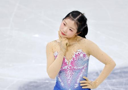 女子フリーの演技を終えた中井亜美＝ミラノ（共同）