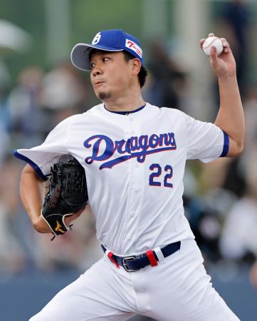 阪神戦で好投した中日・大野＝アグレ北谷