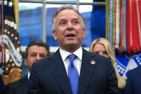 　ホワイトハウスでのイベントで話す米国のウィットコフ和平交渉担当特使＝１月、ワシントン（ＡＰ＝共同）