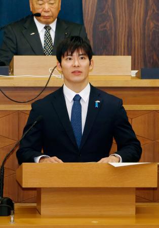 　福井県議会本会議に出席した石田嵩人知事＝３日午前
