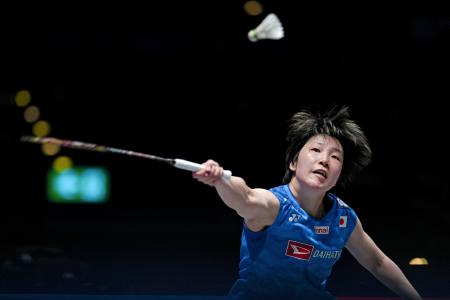 女子シングルス準々決勝でプレーする山口茜＝バーミンガム（ゲッティ＝共同）