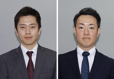 大阪府の吉村洋文知事（左）と、大阪市の横山英幸市長