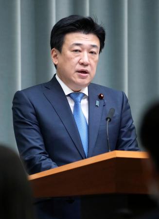 記者会見する木原官房長官=9日午後、首相官邸