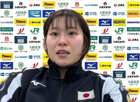 　オンラインで取材に応じる柔道女子の田中志歩＝１２日