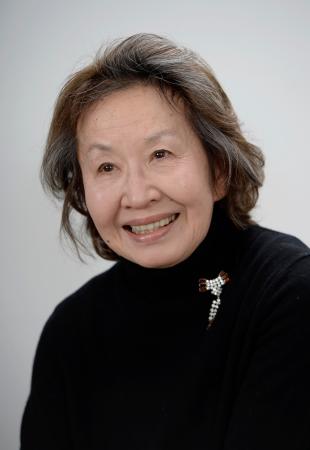 インタビューに答える池田昌子さん=2016年1月、東京・汐留