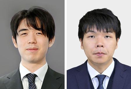 　藤井聡太棋王（左）、増田康宏八段