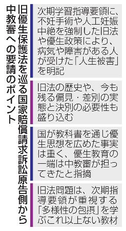 　旧優生保護法を巡る国家賠償請求訴訟原告側から中教審への要請のポイント