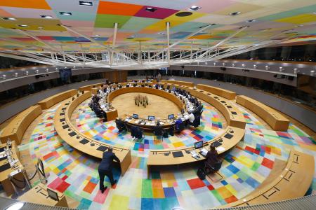 欧州連合（ＥＵ）の首脳会議＝１９日、ブリュッセル（ＡＰ＝共同）