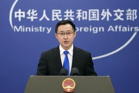 中国外務省の林剣副報道局長＝２５日、北京