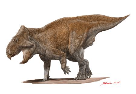 角竜類の復元画(作・小田隆、久慈琥珀博物館提供)