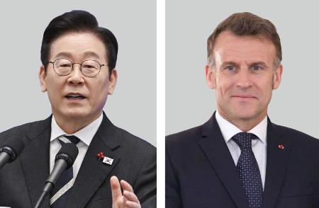 　韓国の李在明大統領、フランスのマクロン大統領
