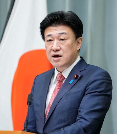 記者会見する木原官房長官＝６日午前、首相官邸