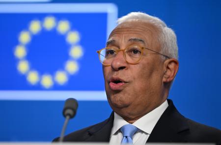 ＥＵのコスタ大統領＝３月２０日、ブリュッセル（ゲッティ＝共同）