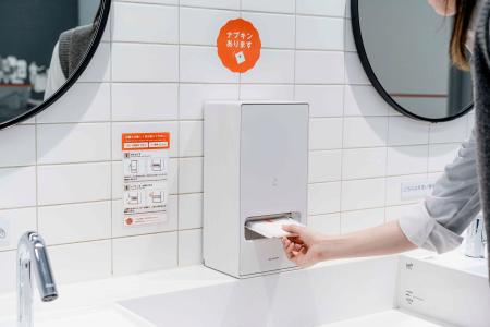 　シャープの生理用品を自動で配布する装置「トドクト」の設置イメージ