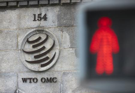　世界貿易機関（ＷＴＯ）のロゴ＝２０２１年７月、スイス・ジュネーブ（ロイター＝共同）