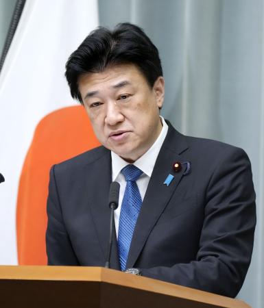 記者会見する木原官房長官＝１１日午前、首相官邸