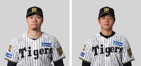 阪神の佐藤（左）、高橋