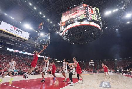 名古屋市のＩＧアリーナで行われた、バスケットボールＢリーグ１部の名古屋Ｄ―北海道戦＝２０２５年１０月