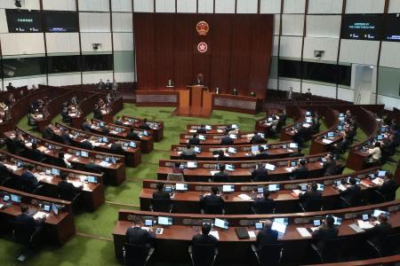 香港立法会の本会議＝１月、香港（共同）