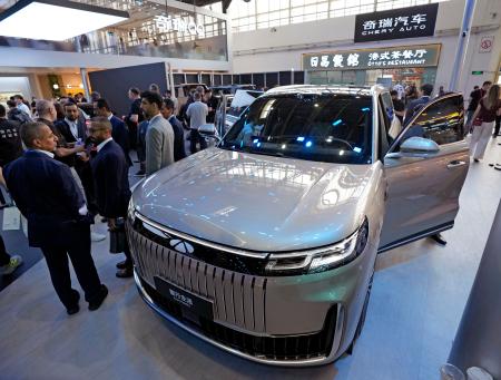 北京国際モーターショーに出展した奇瑞汽車のブース＝４月、北京（共同）