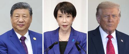 中国の習近平国家主席（タス＝共同）高市早苗首相、トランプ米大統領（ゲッティ＝共同）
