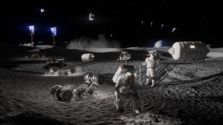 月面基地における活動のイメージ（ＮＡＳＡ提供・共同）