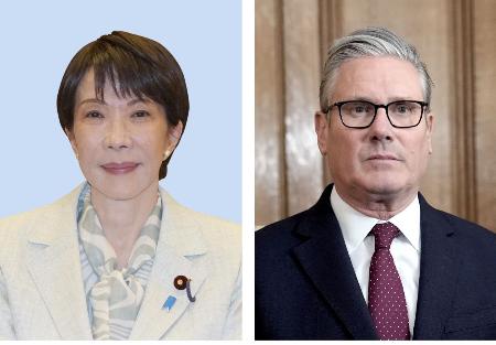 高市早苗首相、スターマー英首相（ゲッティ＝共同）