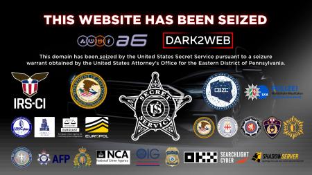 各国当局のロゴが表示され、無害化された資金洗浄サービス「ＡｕｄｉＡ６」のウェブサイト（警察庁提供）