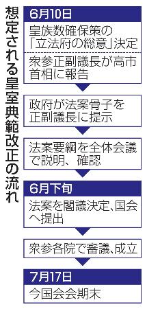 想定される皇室典範改正の流れ