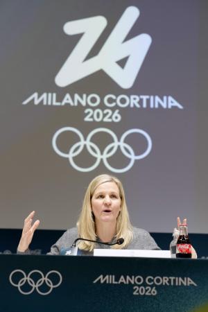 ＩＯＣのコベントリー会長＝２月、イタリア・ミラノ（共同）